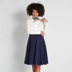 NWT ModCloth Just This Sway Navy Skirt